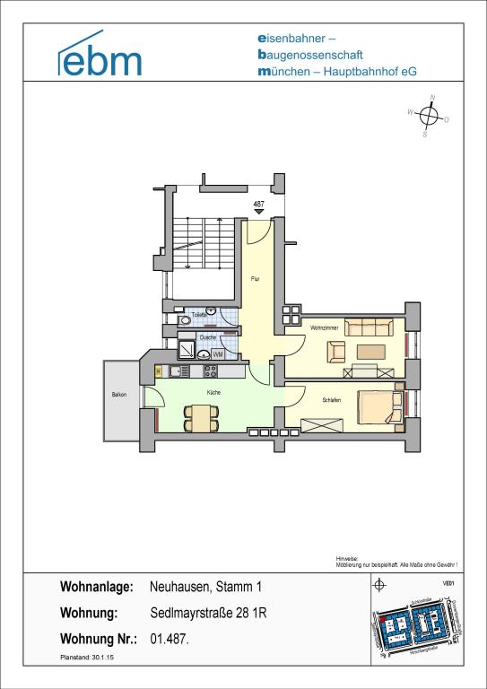 2 Zimmer, 55,57 m² in München · Ludwig-Thoma-Str. 9 – Bild 5